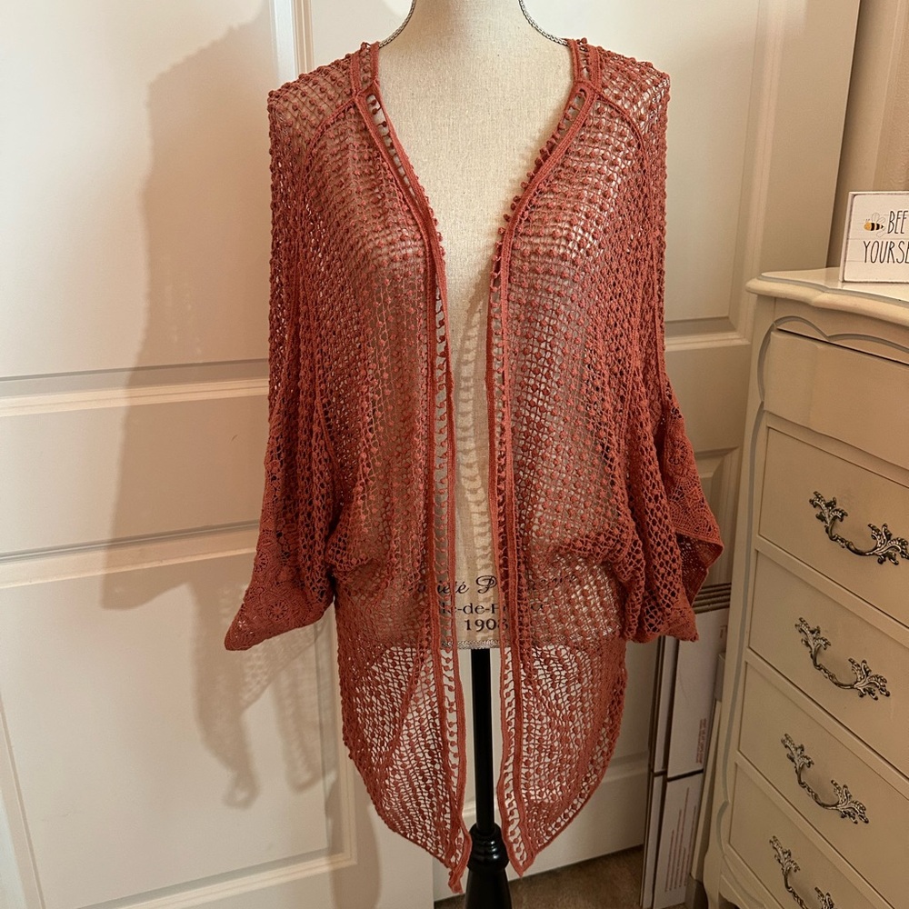Rust Open Knit Cardigan